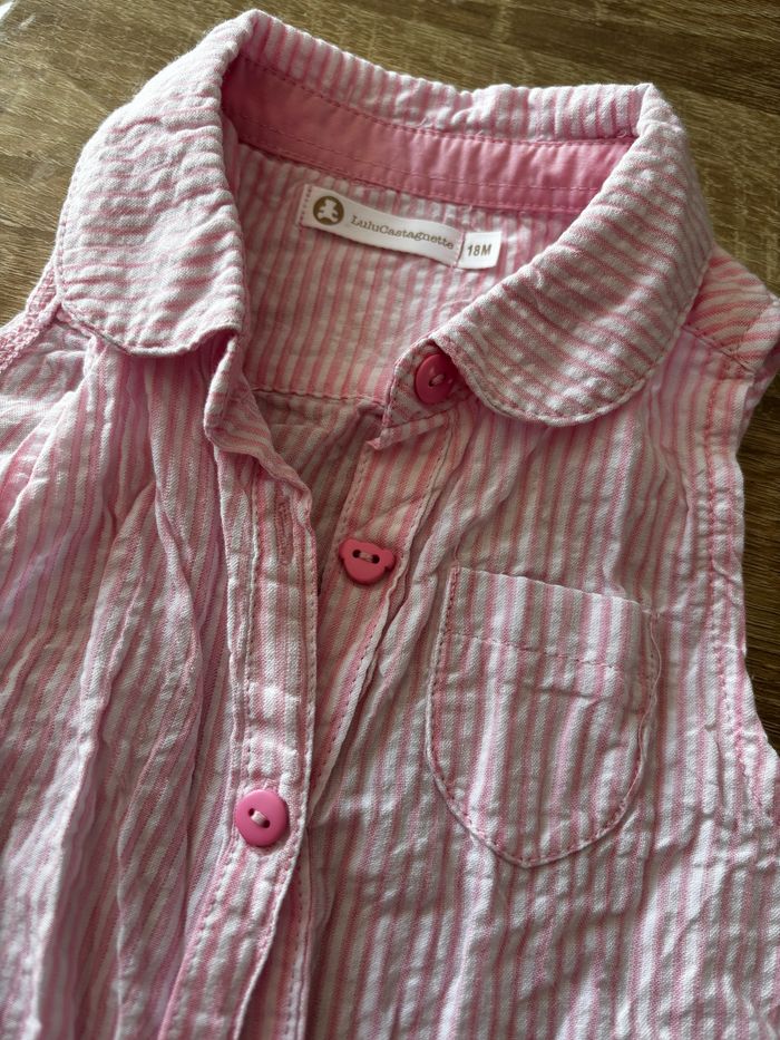 Chemise rayé rose LULU Castagnette t.18m - photo numéro 2