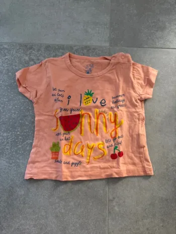 TEE shirt orange fille été 12 mois