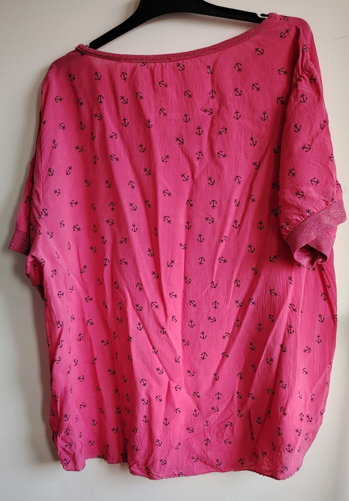 T-shirt rose fuchsia motif ancres – Taille 4 (équiv. L) - photo numéro 3