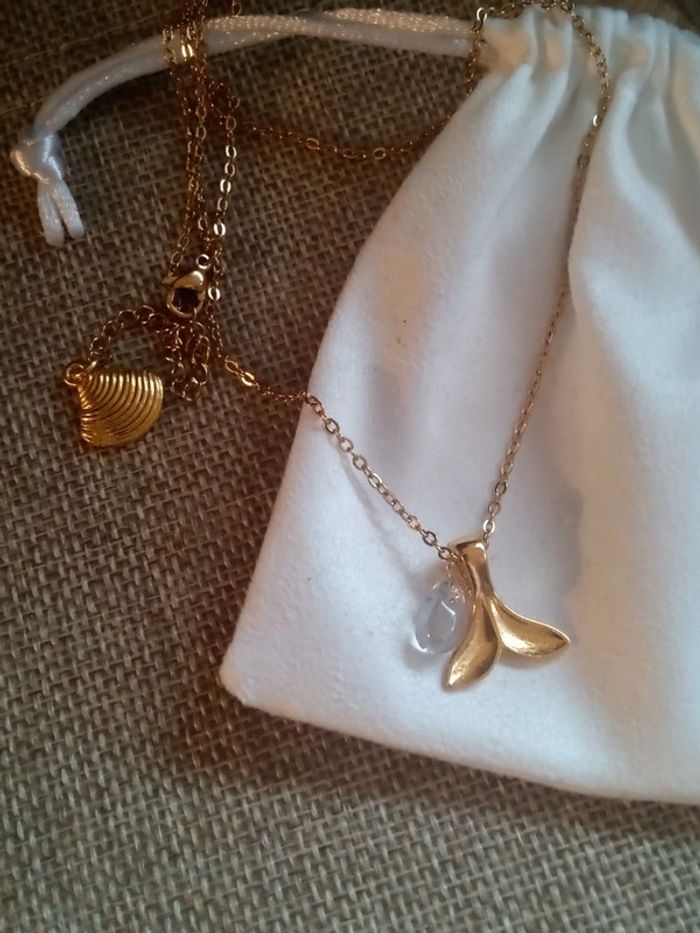 Collier sirène avec perle goutte d'eau - photo numéro 4