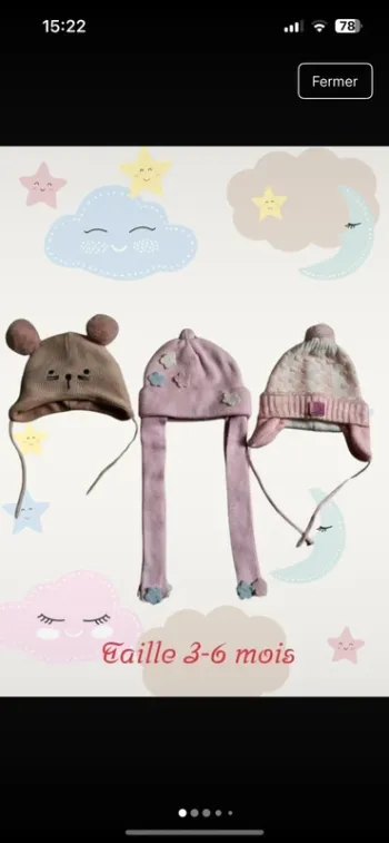 Lot bonnets 3 mois