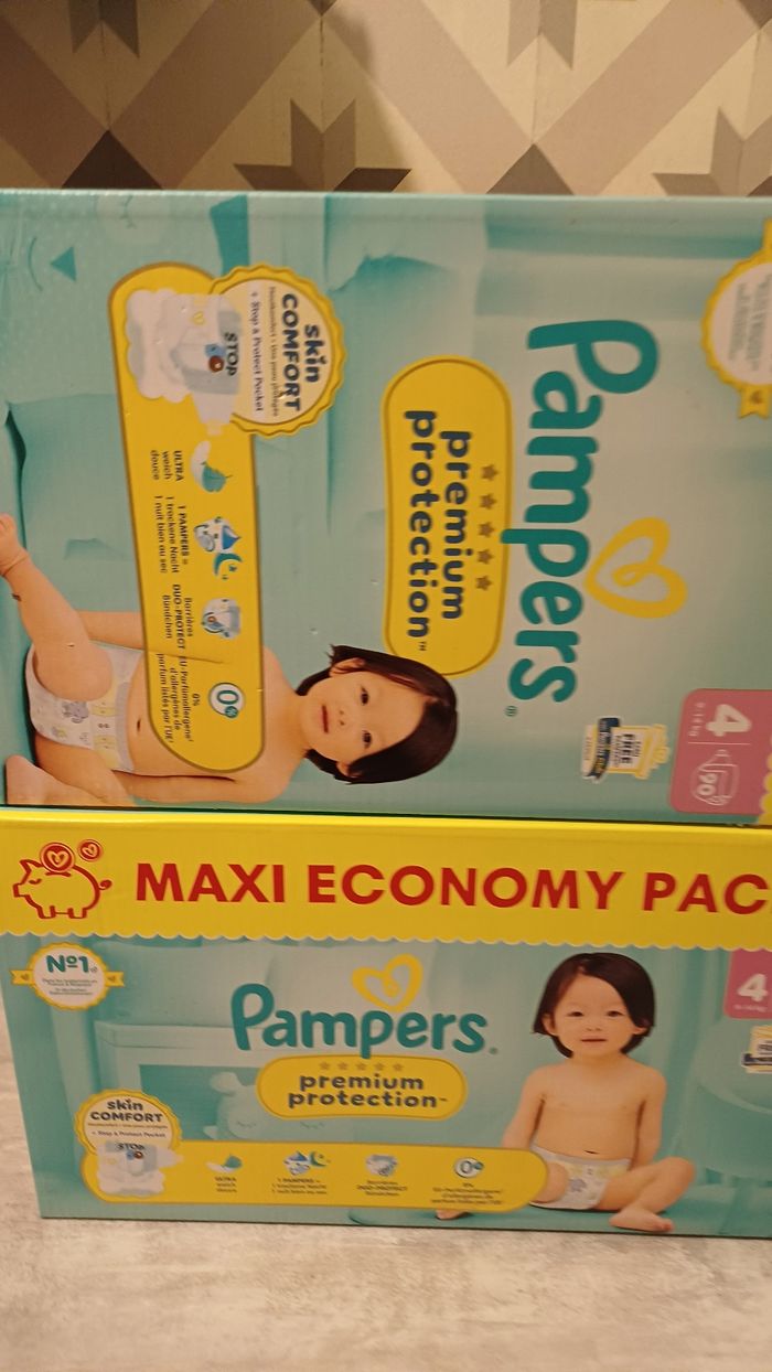 2 carton de couche pampers premiume protection taille 4 - photo numéro 4