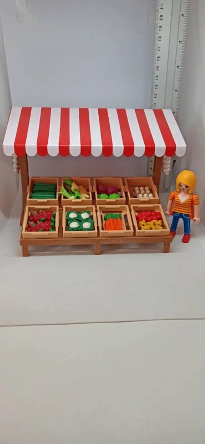 Stand épicerie marché avec légumes playmobil
