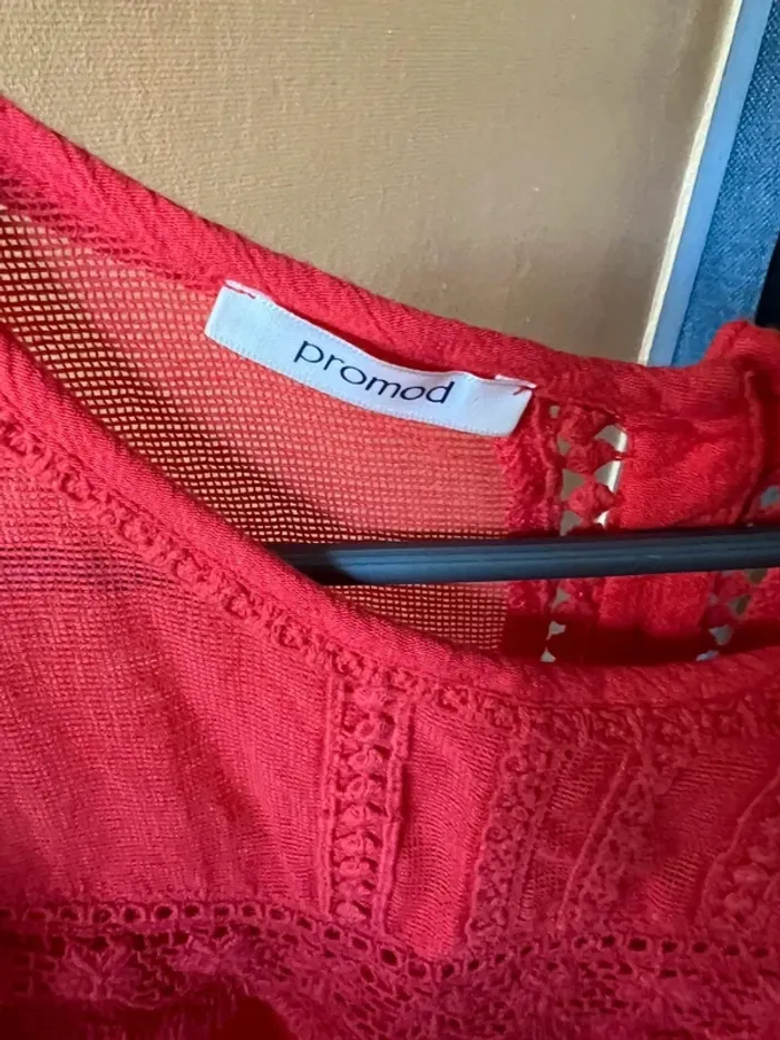 Tunique rose corail avec dentelle T 38 promod - photo numéro 2