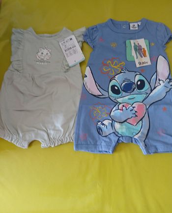 lot 2 barboteuse combishort fille disney 60 cm 3 mois