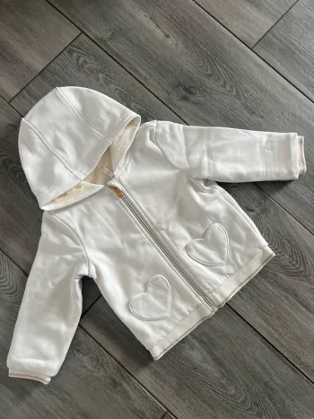 Sweat zippé blanc fourre bébé fille 23 mois