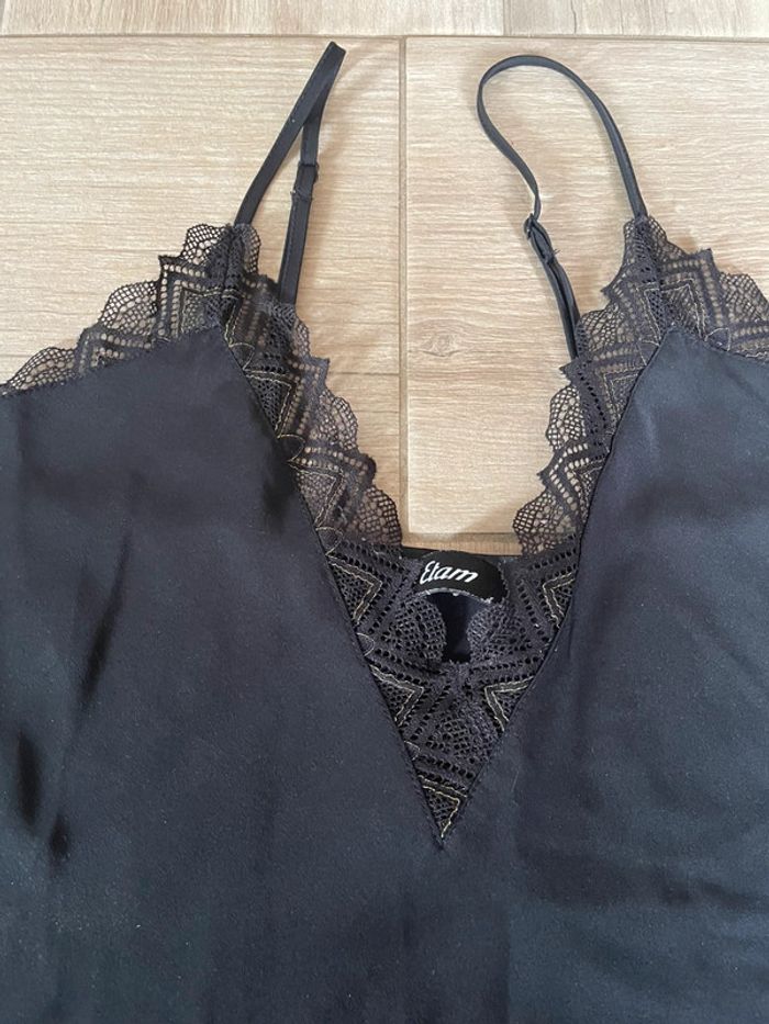 Top pyjama etam noir détail dentelle - photo numéro 2
