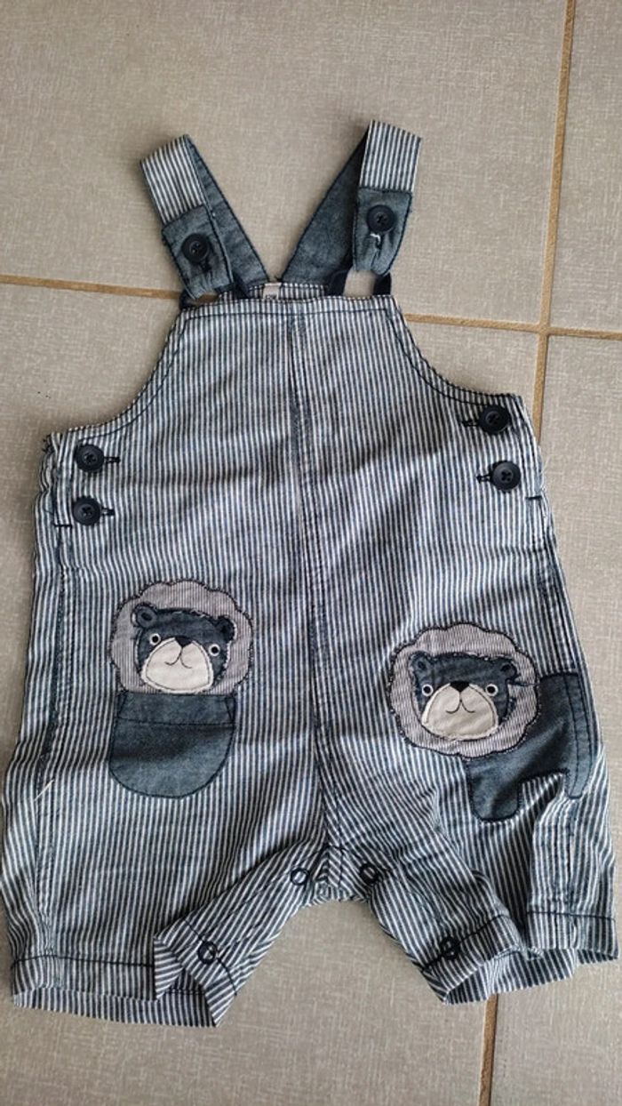 Salopette courte rayé bleu/blanc T.12 M