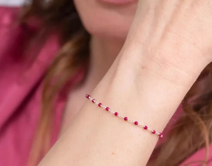 Bracelet "Elsa" Couleur : Argent- Pierres : Rubellite - photo numéro 2