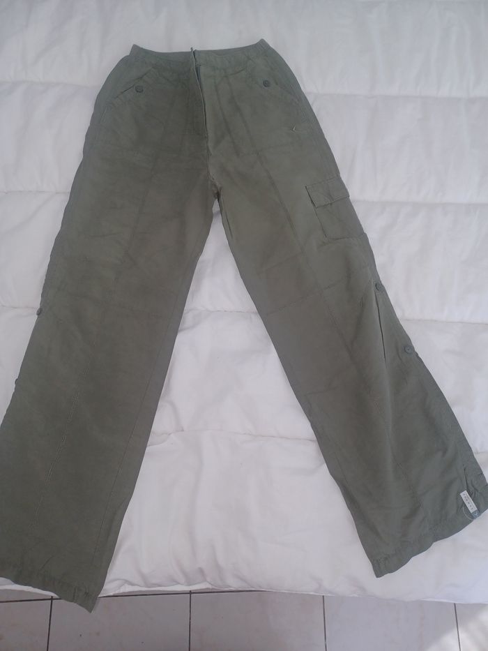 Pantalon fille domyos 12 ans très bon état kaki coton polyamide