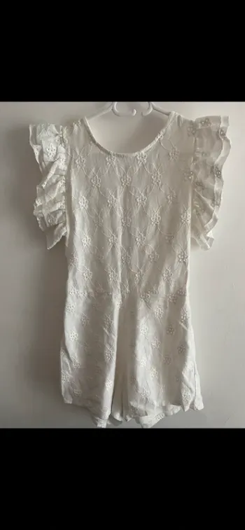 Combi short blanc dos nu broderie
