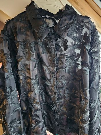 Chemise transparente neuve dentelle manches longues 