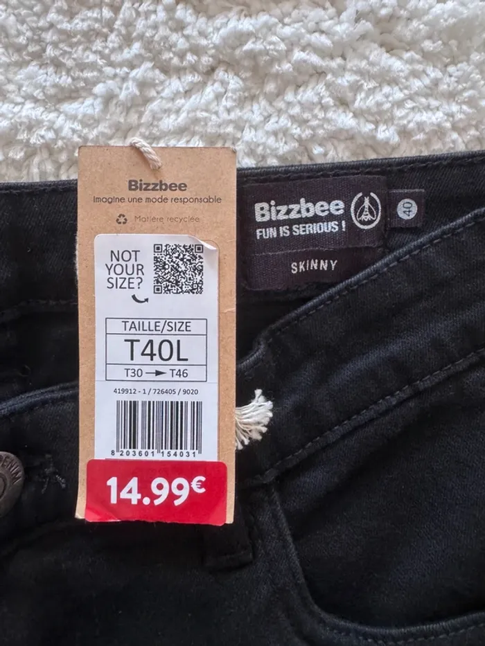 Jean Skinny BZB Homme - Noir Basique - Taille 40 / M - Neuf avec Étiquette - Valeur 15€ - photo numéro 6