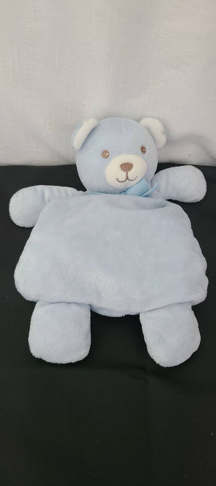 Doudou Ours bleu blanc avec nœud ESPA INTERCOMMERCE - photo numéro 5