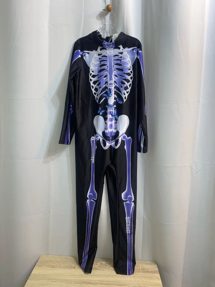 Déguisement d’Halloween noir/blanc/violet lycra taille 12-14 ans neuf - n4m