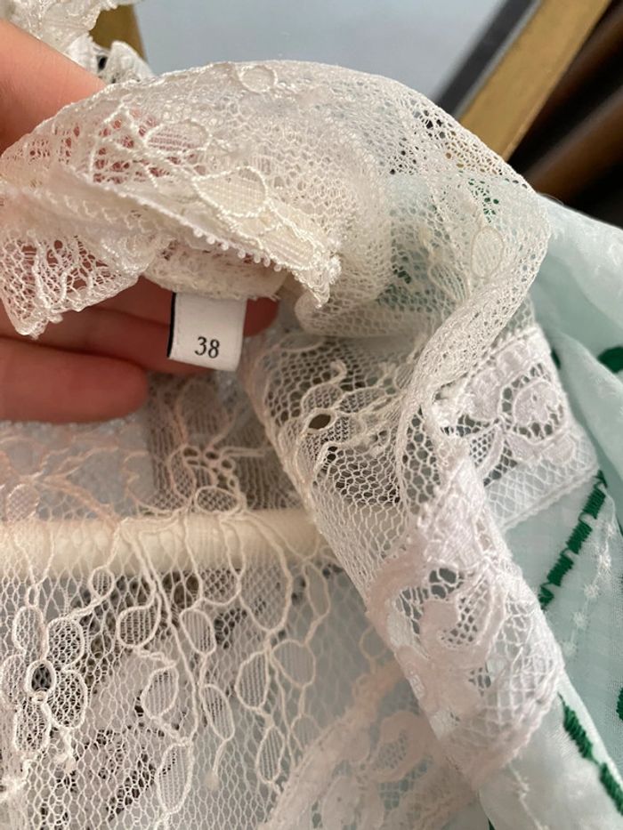 Robe dentelle Sandro vert broderie - photo numéro 4
