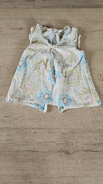 Blouse sans manche beige à dessin, Zara Girls, 6/8 ans, nickel