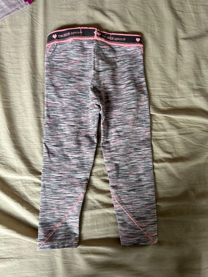 Legging rose et gris type sport okaidi taille 4 ans - photo numéro 3
