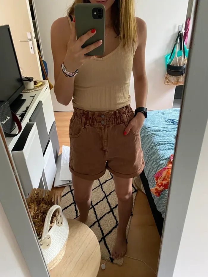 Short en jean marron Kiabi - photo numéro 3