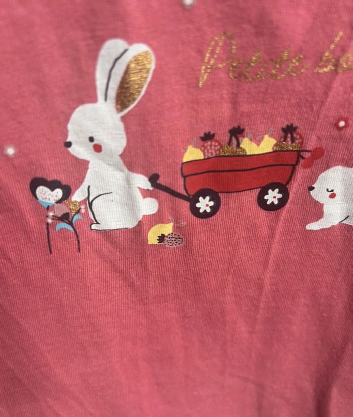 🐰 T-shirt manches courtes Corail – Mes Petits Cailloux | 9 mois | Très bon état - photo numéro 2
