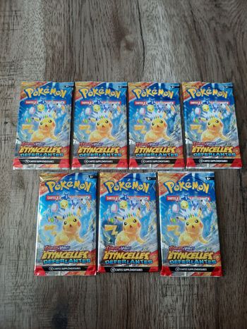Pokémon Lot de 7 Boosters Pikachu EV08 Étincelles Déferlantes écarlate et violet neuf scellé fr
