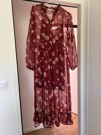 Robe longue bordeaux à fleurs - Pimkie - taille 36/38