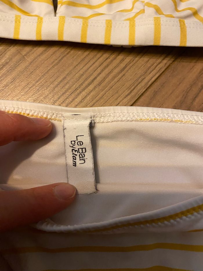 Maillot de bain 2 pièces Etam T36 rayé jaune et blanc - photo numéro 4