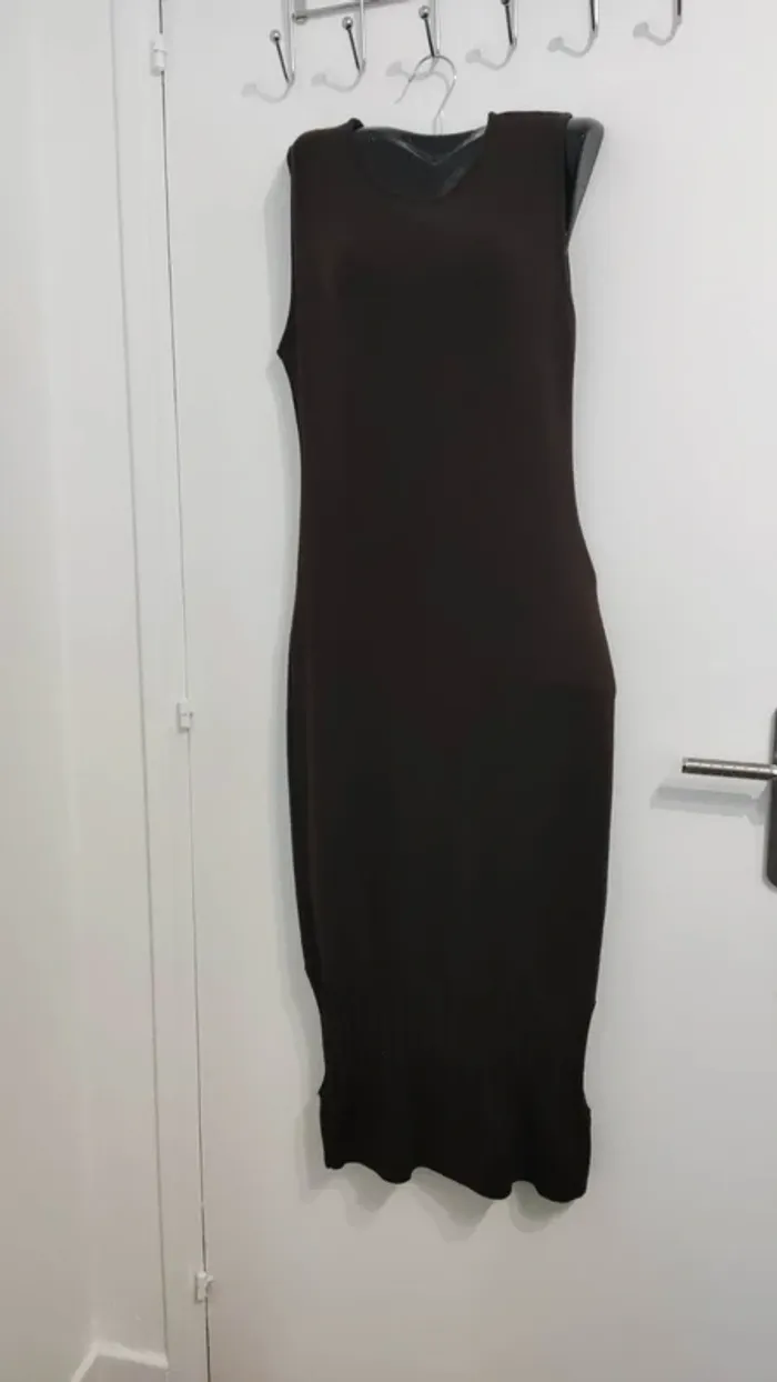 Ensemble 2 pièces robe longue et gilet assorti  marron tera bora taille 2 - photo numéro 7