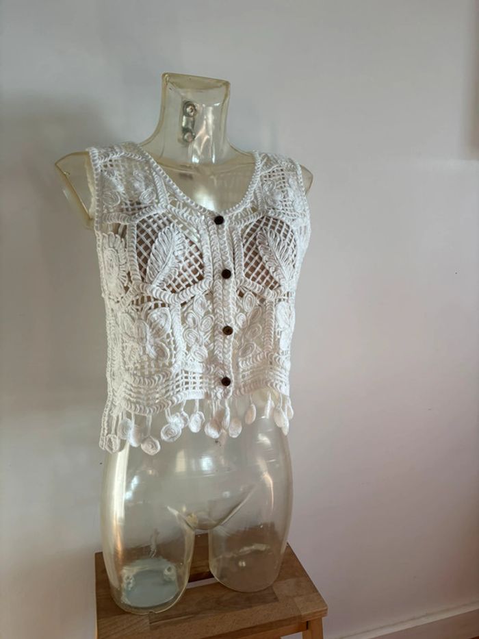 Haut crochet neuf blanc taille unique - photo numéro 3