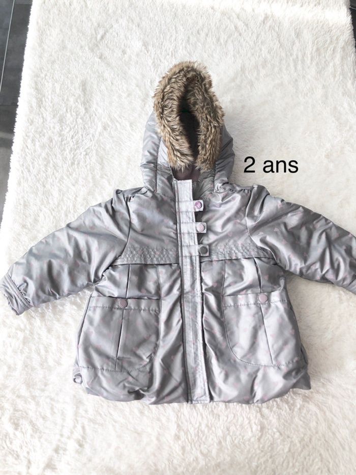 Manteau 3 en 1 gris argenté coeurs parme 2a - photo numéro 2