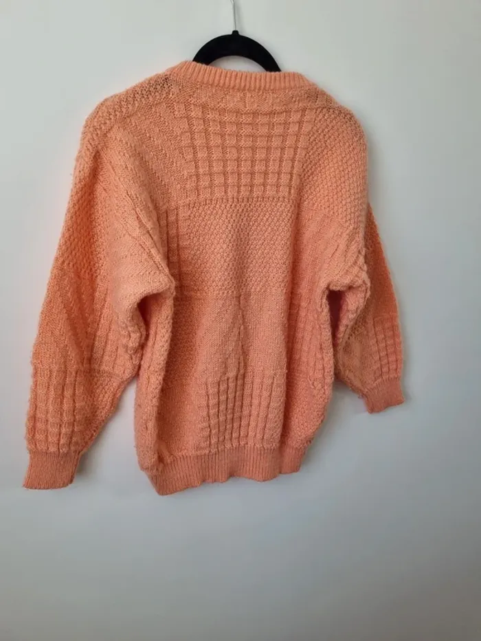 Pull over tricoté rose saumon vintage - photo numéro 16