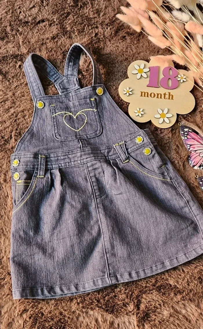 Robe en jeans été gris et vert 18 mois - photo numéro 2