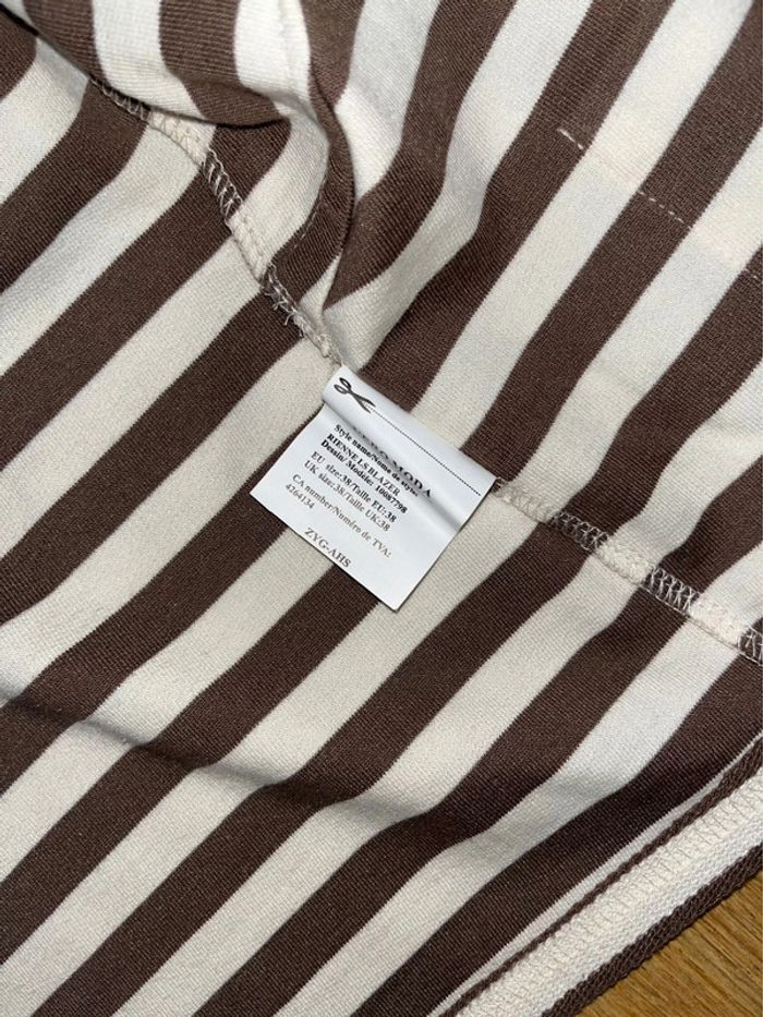 Gilet Vero Moda taille 38 – marron à rayures beige, détails dorés - photo numéro 5