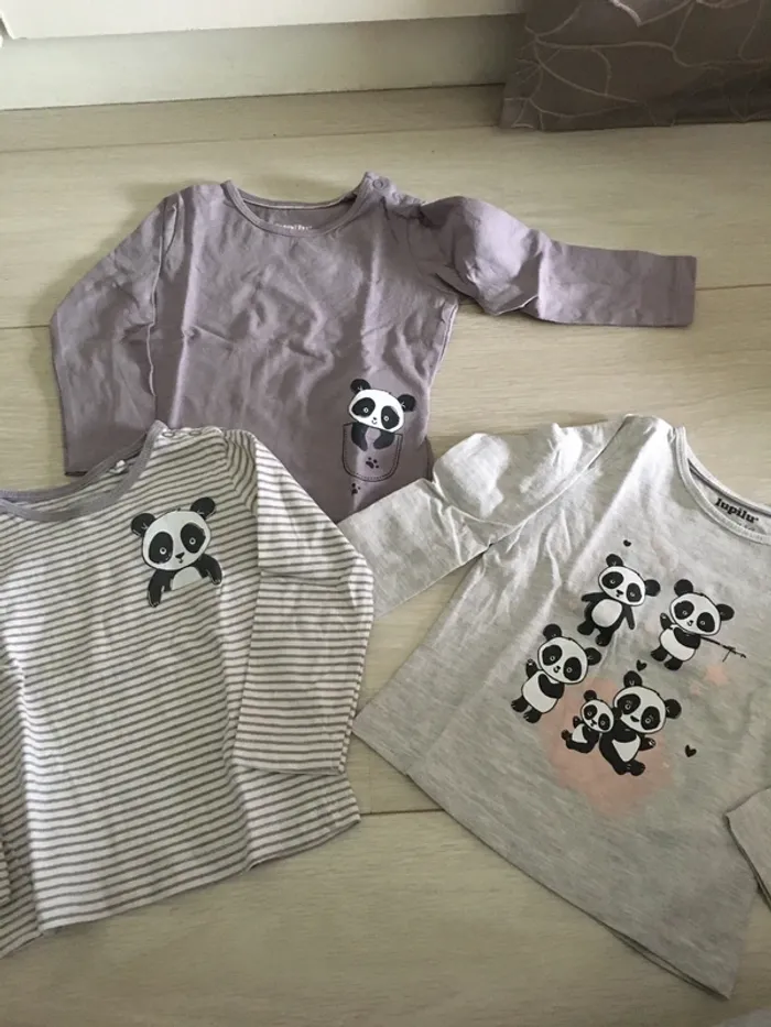 Lot t-shirt manches longues 6-12 mois Lupilu
