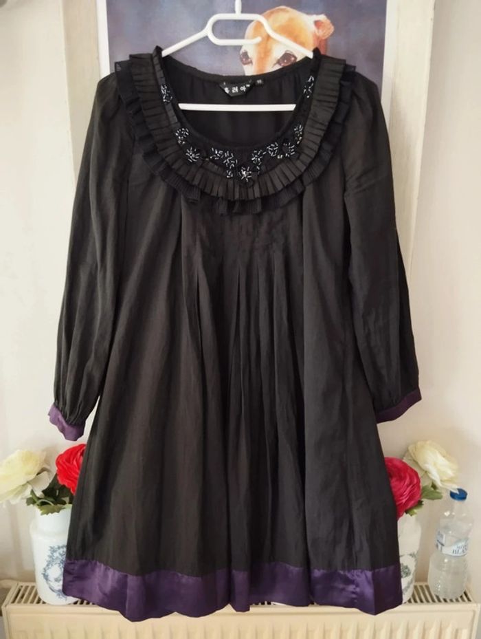 💕Robe Évasée Satin,Froufrous & Sequins T34/36💕 - photo numéro 13