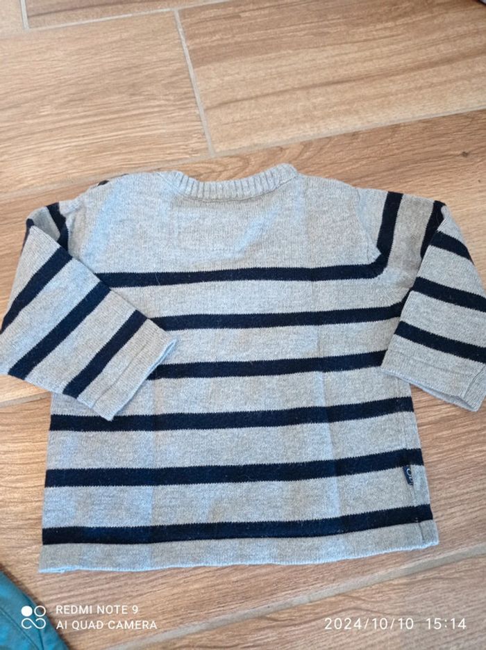 Ensemble chino vert+ 2 chemises jean + pull marinière 6 mois - photo numéro 13