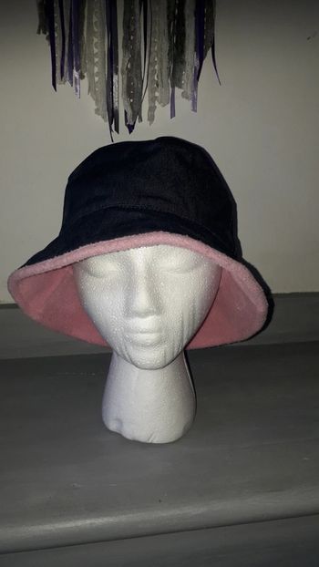 Bob chaud réversible jean/polaire rose