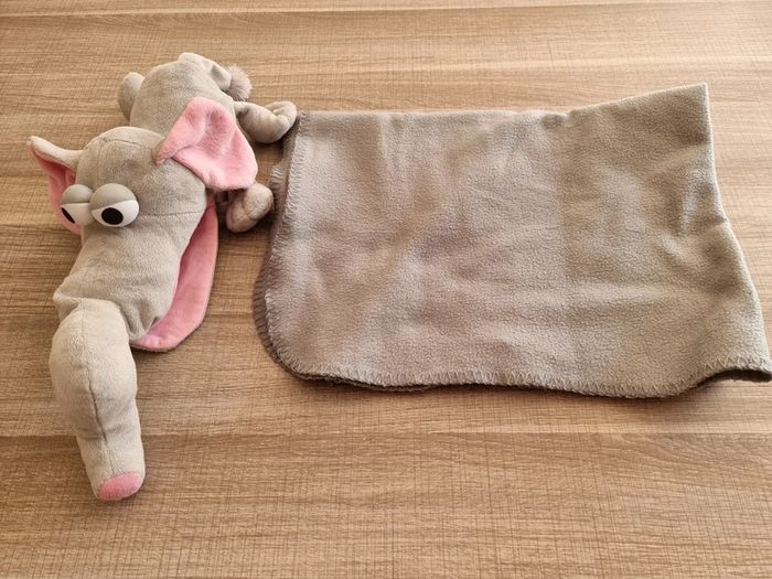 Doudou éléphant avec plaid - photo numéro 4