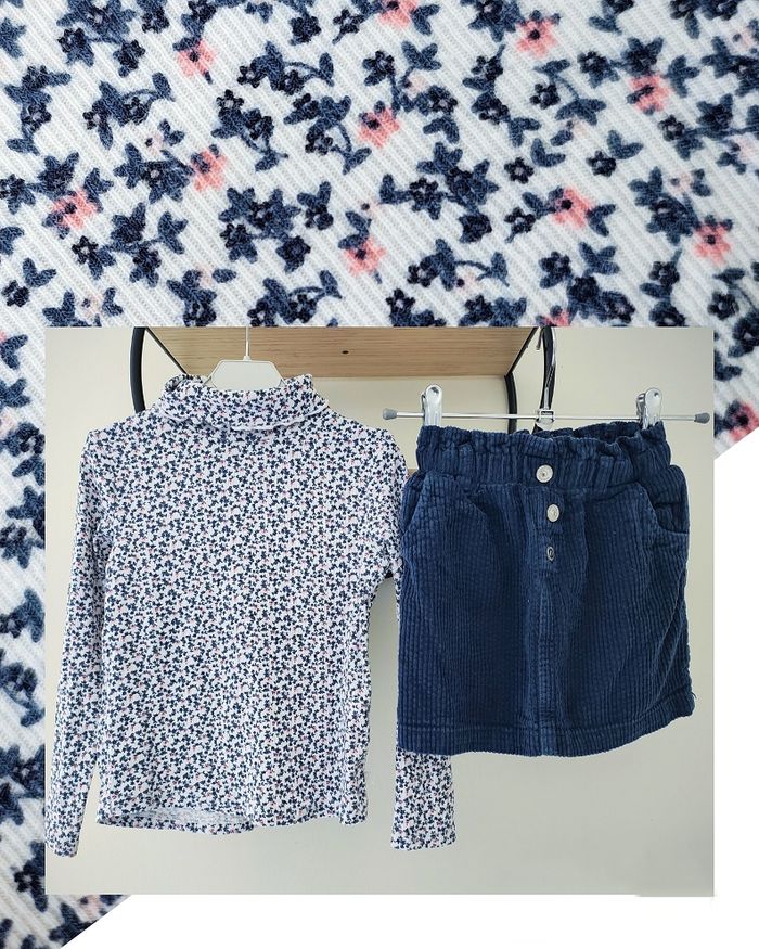 4 ans ensemble côtelé teeshirt Okaïdi et jupe hivers kiabi