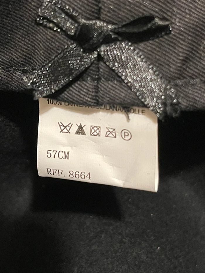 Chapeau en laine noire - 57 cm - photo numéro 4
