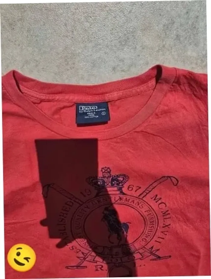 T-shirt Ralph Lauren L coupe col rond rouge Homme Men tee031 - photo numéro 3