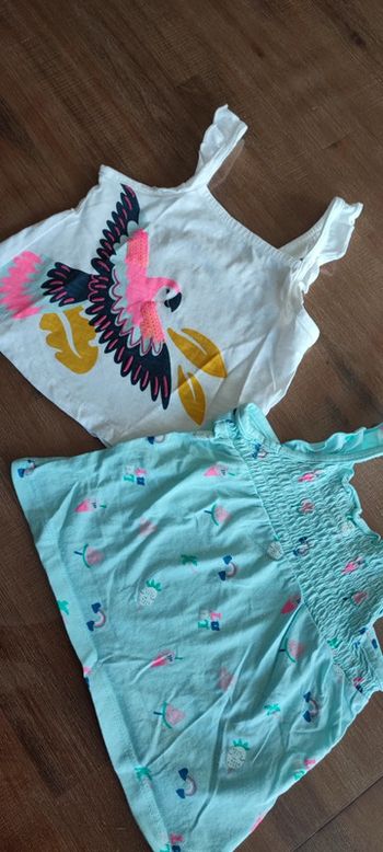 Lot de 2 débardeurs fille 12 mois