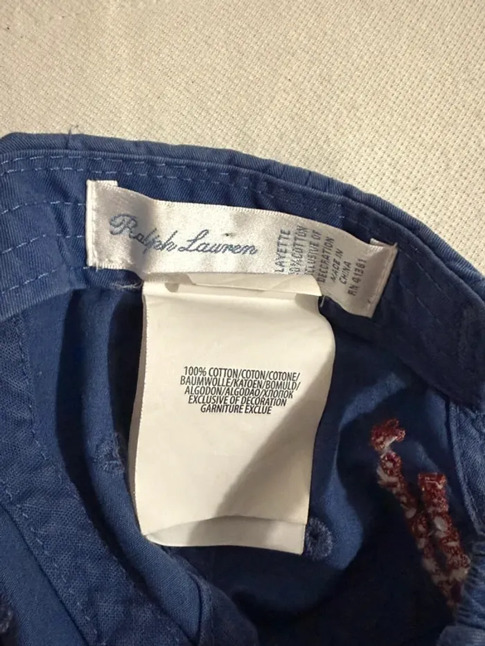 Casquette bébé baby ralph Lauren polo jean bleu rouge 3 baseball chino coton - photo numéro 6