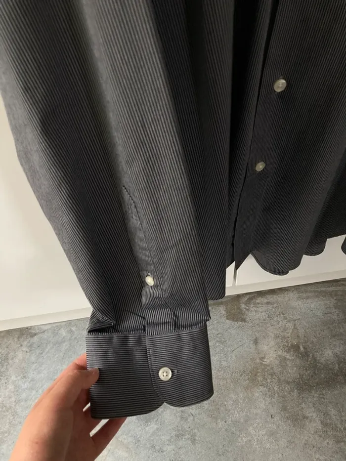 Magique chemise lignée dans les tons de gris || taille XL || Zegna - photo numéro 5