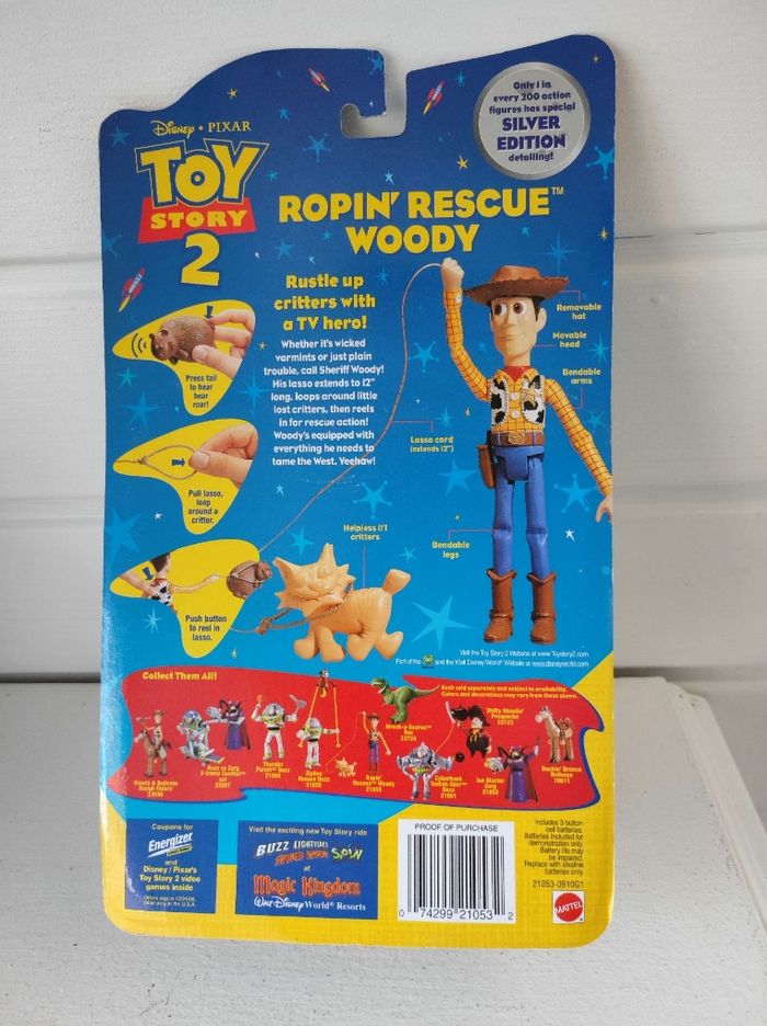 Figurine Toy Story 2 Mattel Woody Ropin rescue 1999 Disney Pixar neuve sous blister - photo numéro 3