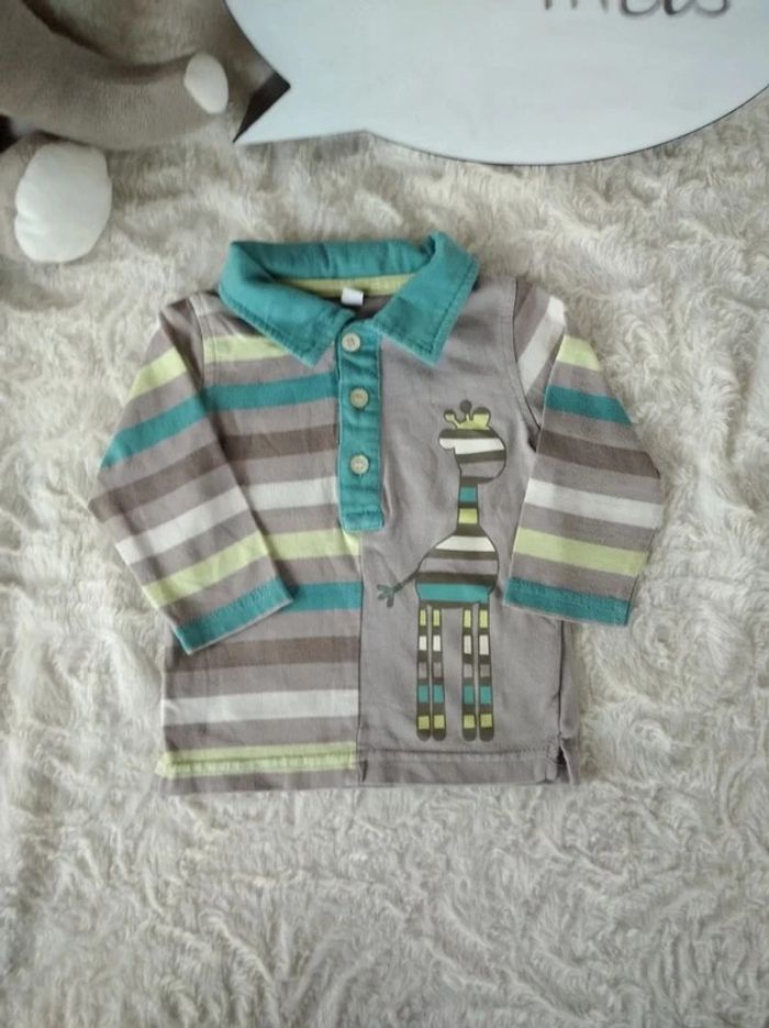 Polo tee shirt chemise manches longues Garçon 6 mois Girafe - photo numéro 2