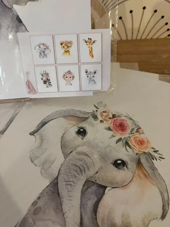 Affiches “Petits animaux à fleurs” pour chambre enfant - photo numéro 2