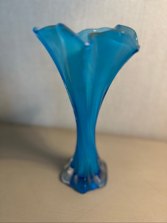 Magnifique vase bleu vintage - photo numéro 4