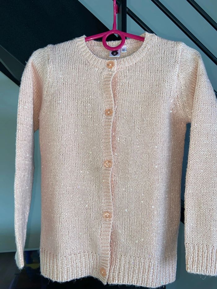 Gilet long rose pale 6 ans Z