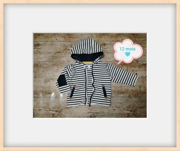 Magnifique veste / gilet zippée mi saison garçon marinière 12 mois